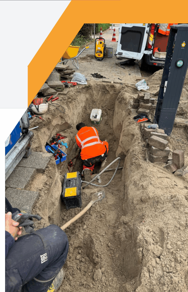 Grondwerk en kabelaanleg voor elektra huisaansluiting bij nieuwbouw